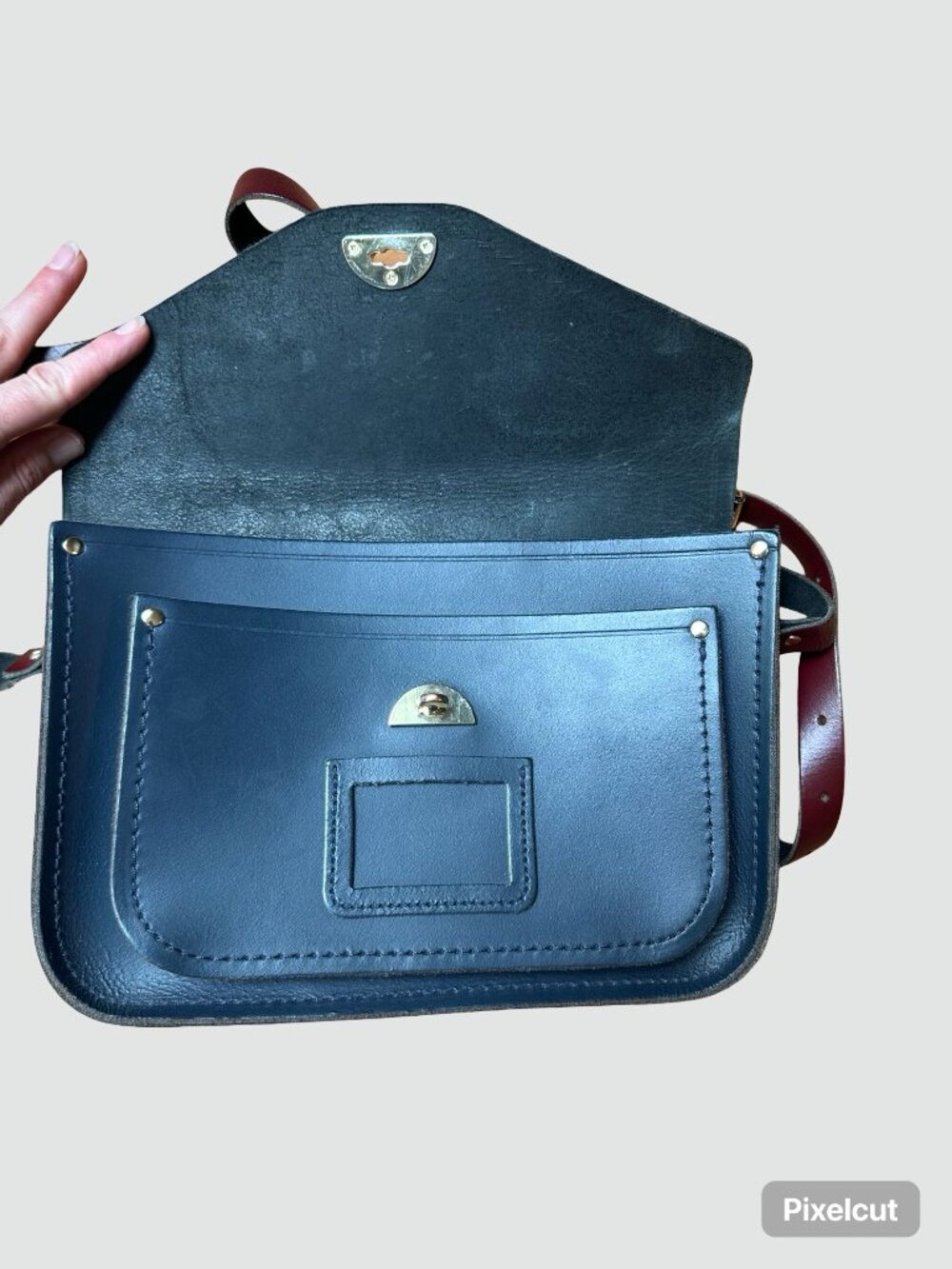 The Cambridge Satchel Company Crossbody Bag, Two Tone Blue and Burgundy Leather - Picture 10 of 13